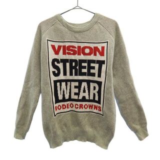 ヴィジョン ストリート ウェア(VISION STREET WEAR)のヴィジョンストリートウェア ロデオクラウンズ コラボ ロゴ柄 コットンニット S グレー VISION STREET WEAR 長袖セーター レディース 【中古】  【230130】(ニット/セーター)