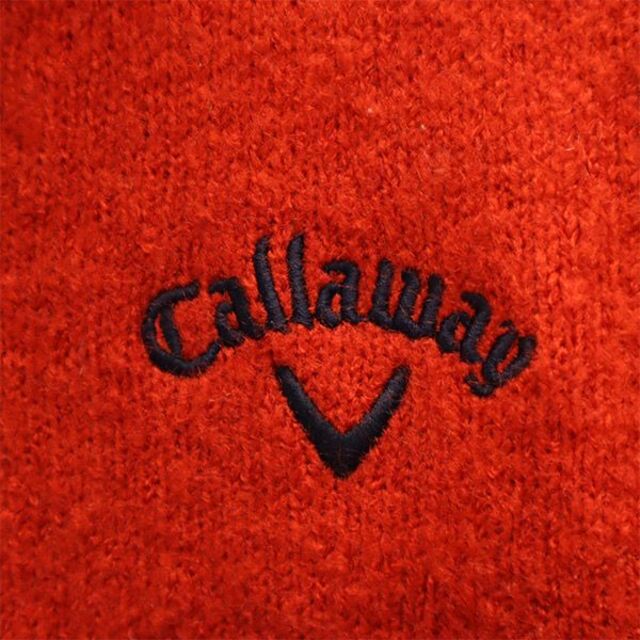 Callaway(キャロウェイ)のキャロウェイ 刺繍ロゴ ゴルフ ニット ジップ ブルゾン M レッド×ネイビー Callaway ジャケット レディース 【中古】  【230130】 スポーツ/アウトドアのゴルフ(ウエア)の商品写真