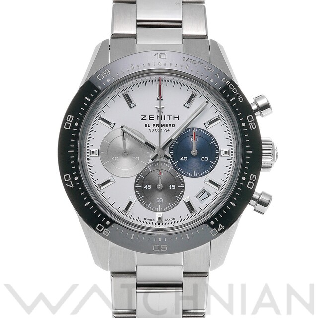 ★大人気商品★ 中古 - ZENITH 6時インダイヤルに目立たないゴミか劣化あり 腕時計 メンズ /ブルー/グレー ホワイト 03.3100.3600/69.M3100 ZENITH ゼニス 腕時計(アナログ)
