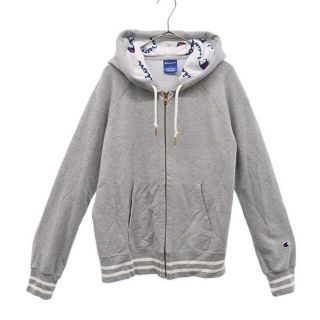 チャンピオン(Champion)のチャンピオン ワンポイントワッペン スウェット ジップパーカー L グレー Champion レディース 【中古】  【230130】(パーカー)