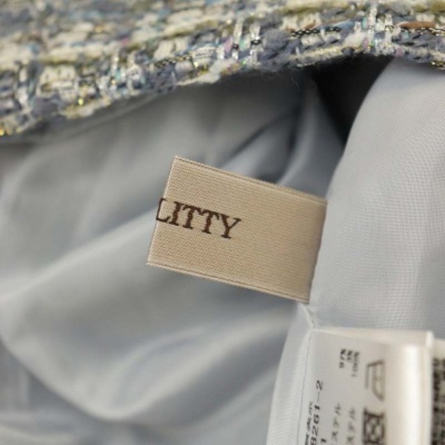 JUSGLITTY(ジャスグリッティー)のジャスグリッティー 22AW パール付きツイードミニスカート 台形 ラップ風 1 レディースのスカート(ミニスカート)の商品写真