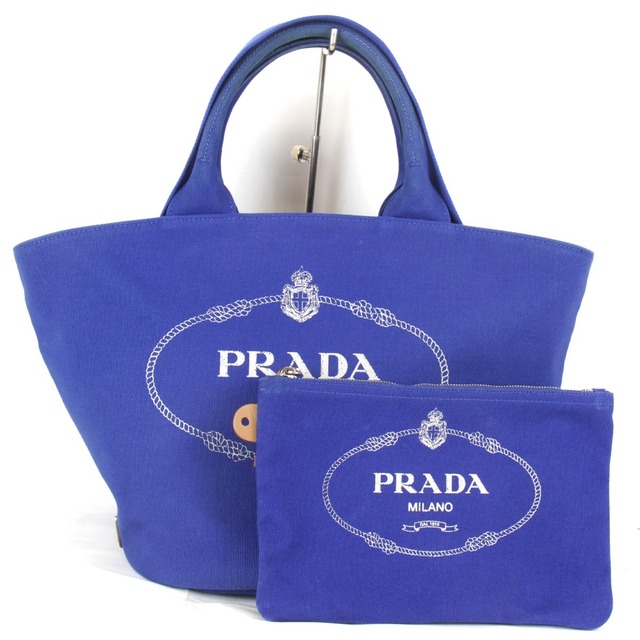 PRADA - 美品USED』 PRADA プラダ カナパ 1BG186 バケツ型 ショルダーバッグ キャンバス ブルー【中古】