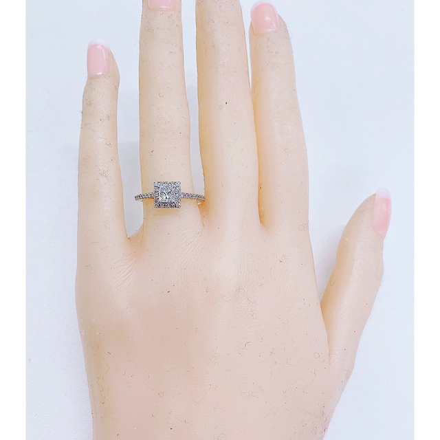 ★0.50ct0.26ct★✨ F,VS1プリンセスカットダイヤモンドリング指輪