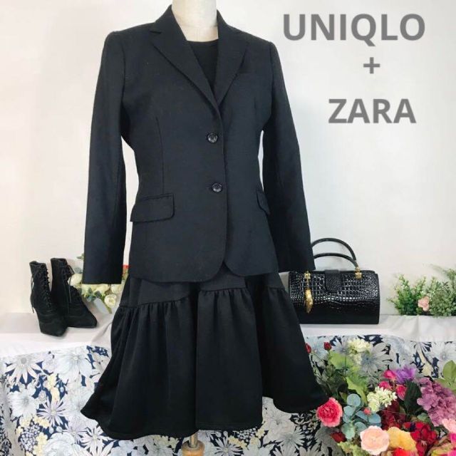 UNIQLO(ユニクロ)のユニクロＸＺＡＲＡ　スカートフレアーが大人かわいい。礼服喪服　卒業式入学式 レディースのフォーマル/ドレス(スーツ)の商品写真
