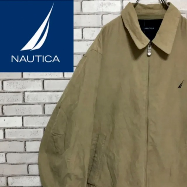 90s nautica アースカラー　スイングトップ　ロゴ刺繍　ワークジャケット