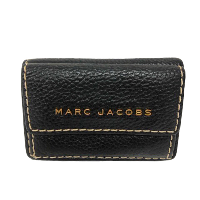 MARC JACOBS(マークジェイコブス)のマークジェイコブス ウォレット ミニ財布 三つ折り ステッチ ロゴ 黒 レディースのファッション小物(財布)の商品写真