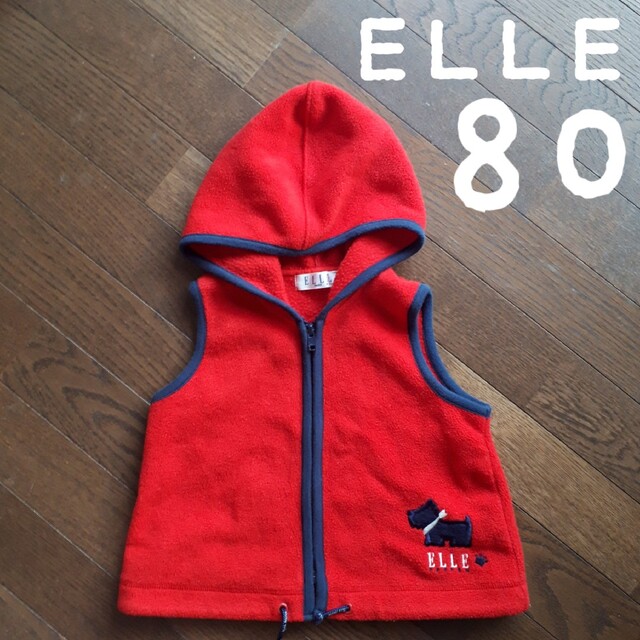 ELLE(エル)のELLE フリース パーカー ベスト 80 エル 赤 防寒 キッズ/ベビー/マタニティのベビー服(~85cm)(その他)の商品写真