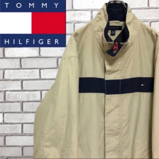 TOMMY HILFIGER(トミーヒルフィガー)の希少 トミーヒルフィガー☆ベージュブルゾンスイングトップジャケット 2XLサイズ メンズのジャケット/アウター(ブルゾン)の商品写真