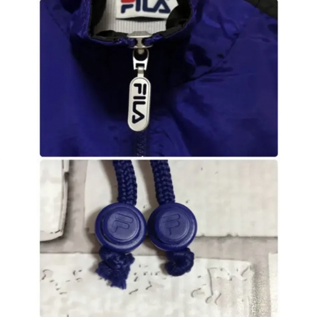 FILA(フィラ)の希少 フィラ☆ロゴ刺繍 ネイビーブルーナイロンジャケット 2XLサイズ90s メンズのジャケット/アウター(ナイロンジャケット)の商品写真