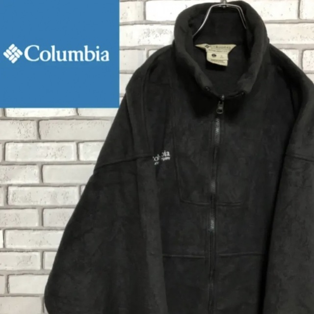 Columbia(コロンビア)の希少 コロンビア☆ブラックワンポイント厚手フリースジャケットUSA製 2XL メンズのトップス(スウェット)の商品写真