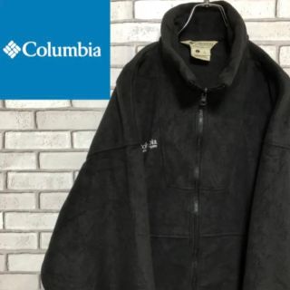 コロンビア(Columbia)の希少 コロンビア☆ブラックワンポイント厚手フリースジャケットUSA製 2XL(スウェット)