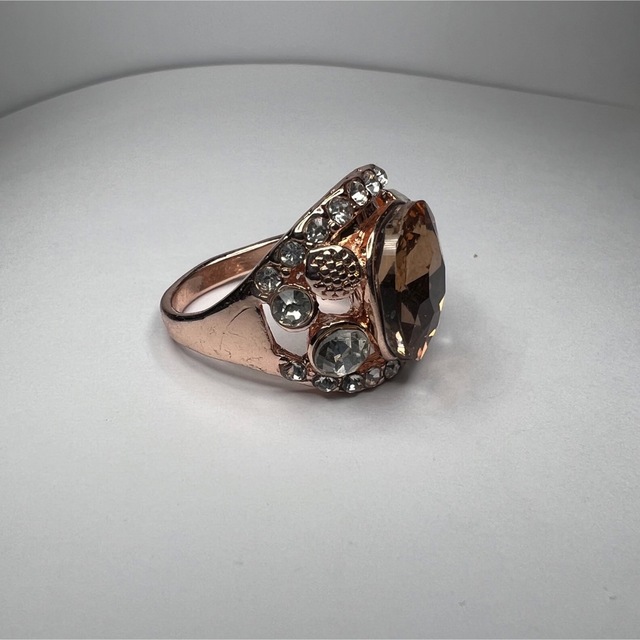 オレンジ　透明石　ダイヤ　リング　指輪　ゴールド　ピンクゴールド レディースのアクセサリー(リング(指輪))の商品写真