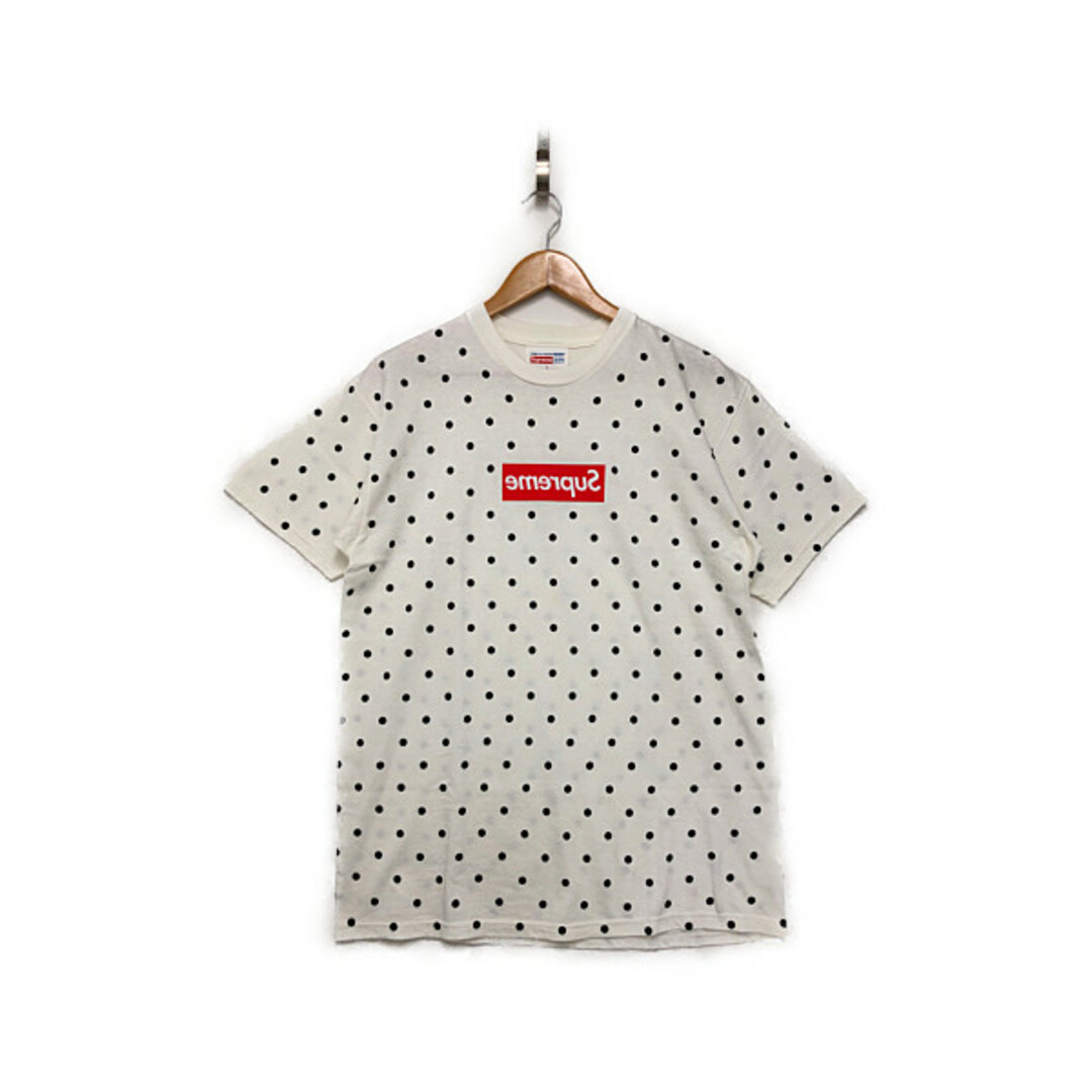 SUPREME×COMME des GARCONS SHIRT 12SS Polka Dot ミラー Box Logo Tee Ｔシャツ 白×黒 サイズL 正規品 / 25722