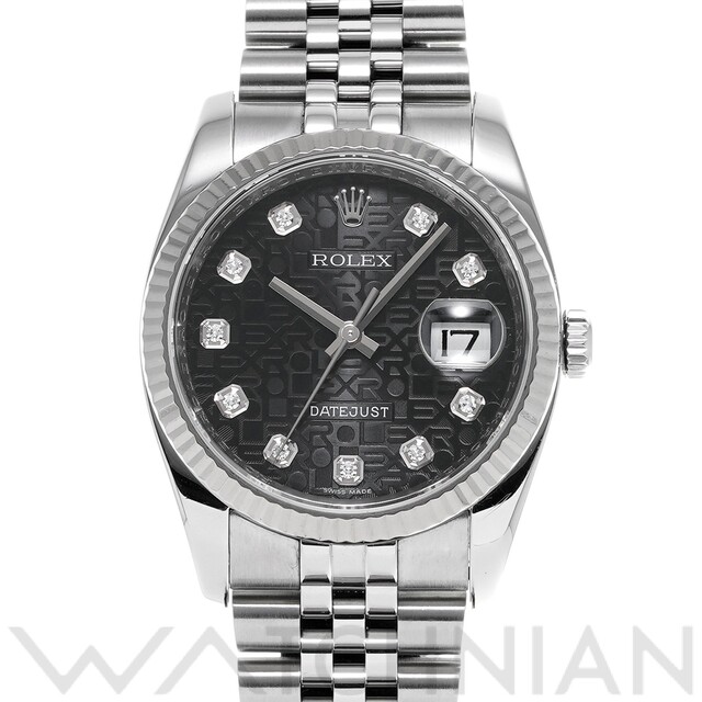 ROLEX - 中古 ロレックス ROLEX 116234G ランダムシリアル ブラックコンピュータ /ダイヤモンド メンズ 腕時計