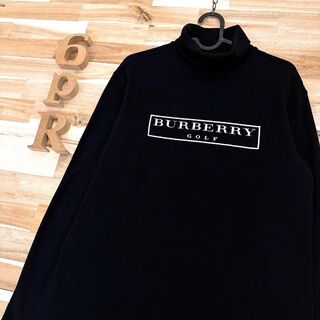 BURBERRY - オシャレ【バーバリー】GOLFゴルフ ハイネック 長袖Tシャツ L 黒×白