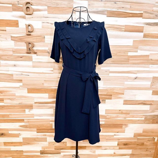 【レディアゼル】REDYAZEL ベルト付き フリル ワンピース ドレス S 紺 - 2