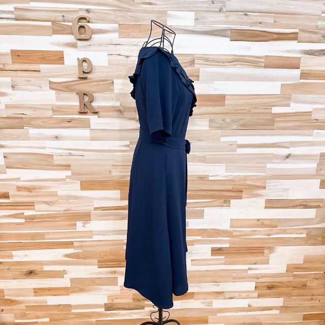 【レディアゼル】REDYAZEL ベルト付き フリル ワンピース ドレス S 紺 - 6