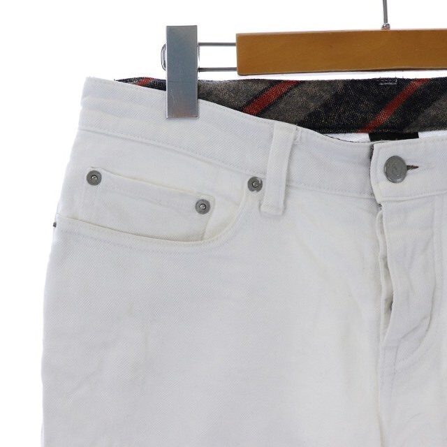 AKM(エイケイエム)のAKM デニムパンツ ジーンズ テーパード スリム ボタンフライ M 白 メンズのパンツ(デニム/ジーンズ)の商品写真
