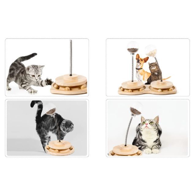 猫 おもちゃ 給餌 回転ボール 遊ぶ盤2層 ペット用品 ぐるぐるタワー 玉遊び