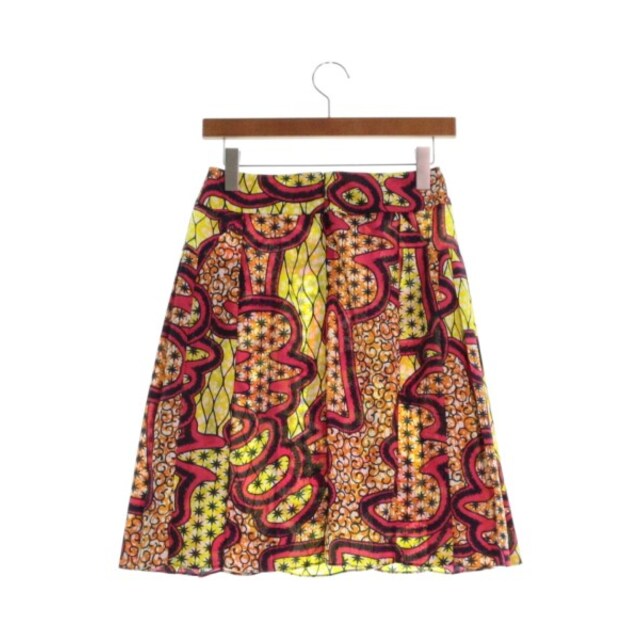 MARNI マルニ ひざ丈スカート 38(S位) ピンクx黄x紺等(総柄) 【古着