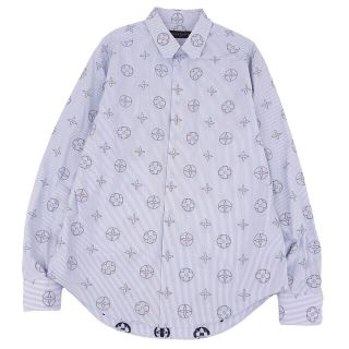 ルイヴィトン(LOUIS VUITTON)の美品 ルイヴィトン LOUIS VUITTON シャツ 2021SS プレイスドグラフィックシャツ モノグラム ロングスリーブ コットン トップス メンズ XXL ブルー/ホワイト(シャツ)