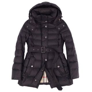 バーバリー(BURBERRY)のバーバリー ロンドン BURBERRY LONDON コート ジャケット ダウンコート フーディー ベルト 無地 アウター レディース 38(M相当) ブラック(その他)