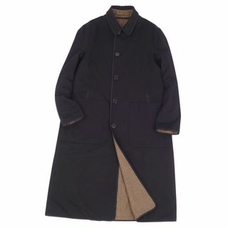 バーバリー(BURBERRY)の美品 バーバリー BURBERRY コート リバーシブル ステンカラーコート バルマカーンコート ツイード ギャバジン メンズ アウター 50(M相当) ブラック/ベージュ系(ステンカラーコート)