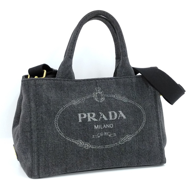 PRADA カナパ 2WAY ショルダーバッグ キャンバス グレー 1BG439