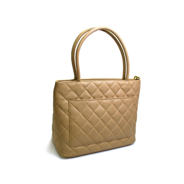CHANEL トートバッグ 復刻トート キャビアスキン ココマーク ベージュ