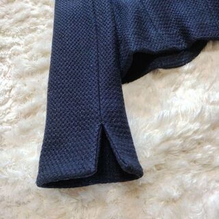 【美品】エムズグレイシー ツイードジャケット コサージュ付き 紺色 38
