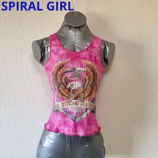 スパイラルガール(SPIRAL GIRL)のSPIRAL GIRL ピンク イーグルプリント タンクトップ(タンクトップ)