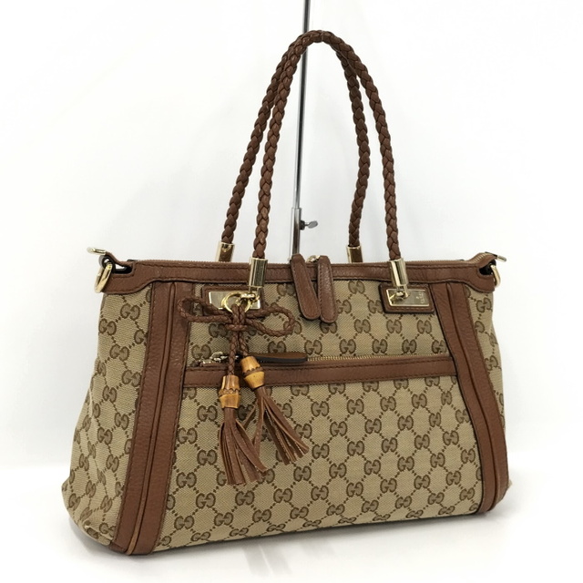 Gucci - GUCCI ベラ トートバッグ バンブー GGキャンバス ベージュ