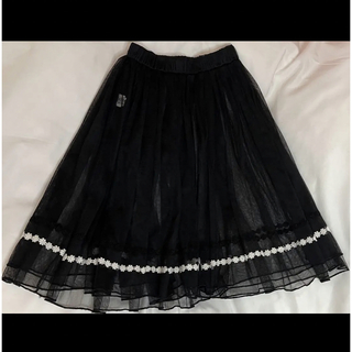 レトロガール(RETRO GIRL)の黒レースチュールスカート(ひざ丈スカート)