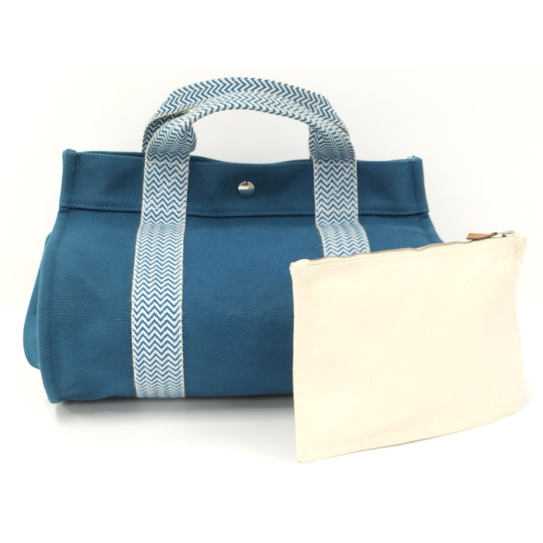 HERMES カンヌPM ハンドバッグ 手提げ キャンバス ブルー バッグ HERMES カンヌPM ハンドバッグ 手提げ キャンバス ブルー バッグ