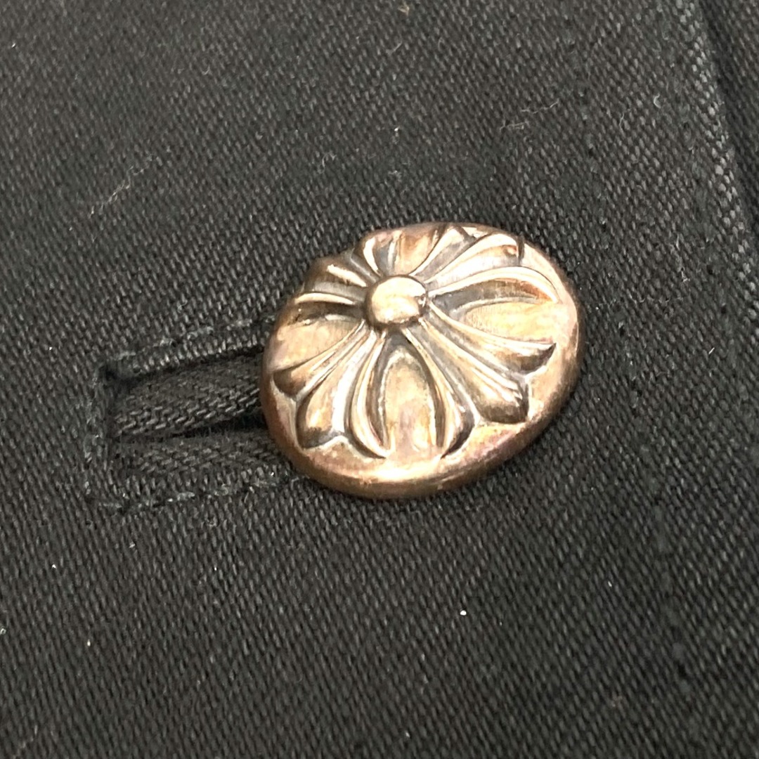 クロムハーツ CHROME HEARTS クロスボールボタン ローラーベルト トレンチコート コットンデニム ブラック