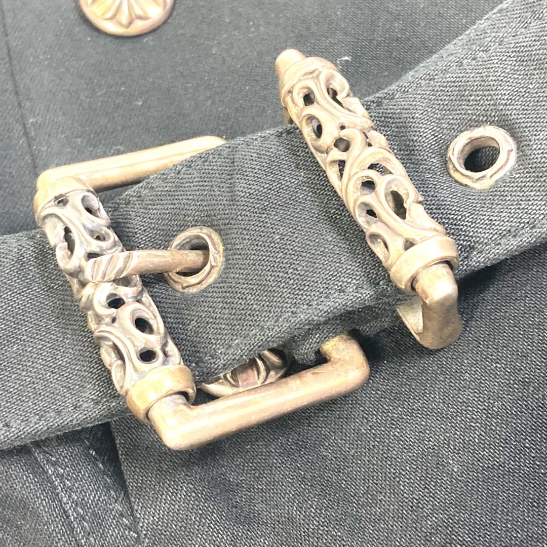 クロムハーツ CHROME HEARTS クロスボールボタン ローラーベルト トレンチコート コットンデニム ブラック