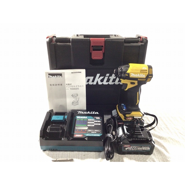 ☆未使用品☆makita マキタ 40V 充電式インパクトドライバ TD002GDXFY 黄 バッテリー2個(40V 2.5Ah) 充電器 ケース付  ※コメント必読 66119