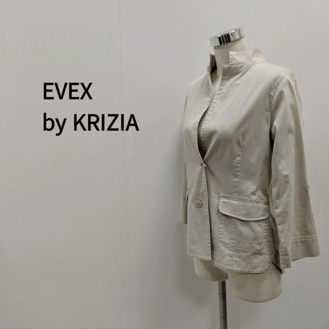 EVEX by KRIZIA 袖ロールアップスタンドカラージャケット ベージュ