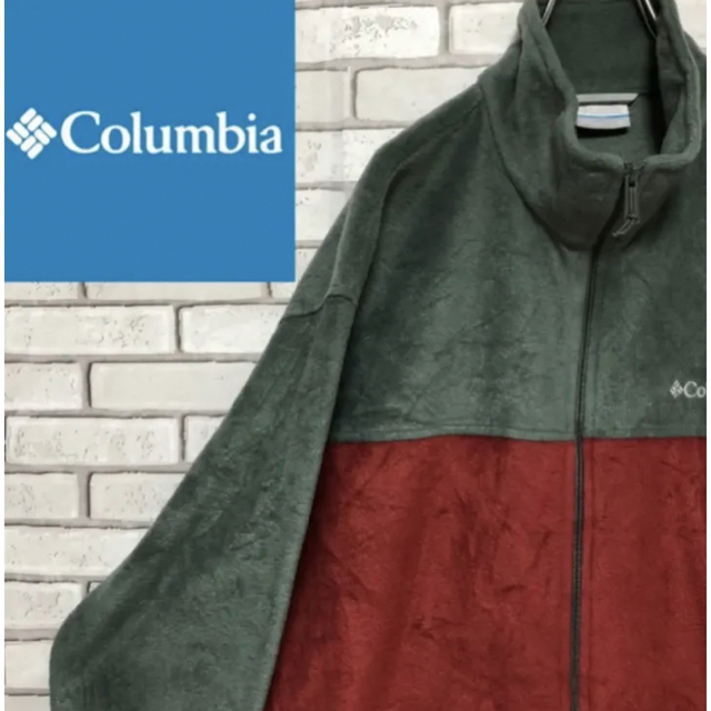 Columbia(コロンビア)の希少 コロンビア ワンポイント刺繍ロゴ 切り替えカラー フリースジャケット2XL メンズのトップス(スウェット)の商品写真