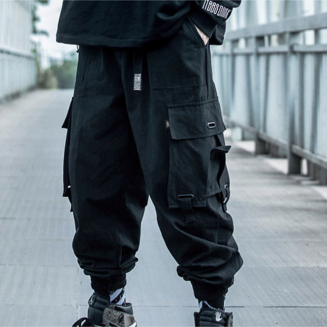 ストリート メンズ カーゴパンツ ワークパンツ ブラック ダンス 2021