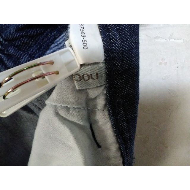 1997_デニム風生地ポケット部刺繍飾り後ろゴムウエストブルージーンズ　LL エンタメ/ホビーのコスプレ(衣装)の商品写真