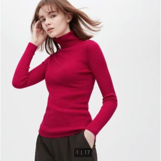 ユニクロ(UNIQLO)のユニクロ　エクストラファインメリノリブタートルネックセーター（長袖）(ニット/セーター)