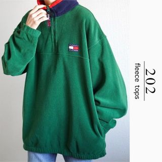 トミーヒルフィガー(TOMMY HILFIGER)の90s トミーヒルフィガー トリコロール フリースジャケット ハーフジップ 古着(スウェット)