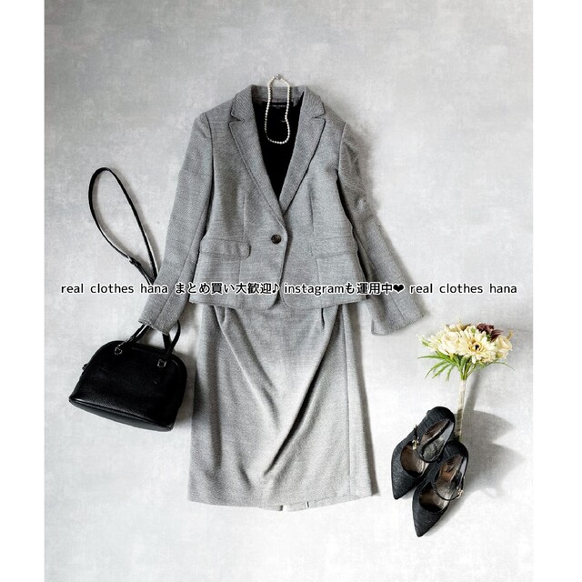 UNITED ARROWS(ユナイテッドアローズ)の2256R 日本製　スカートスーツセットアップワンボタングレー 長袖  灰色 レディースのフォーマル/ドレス(スーツ)の商品写真