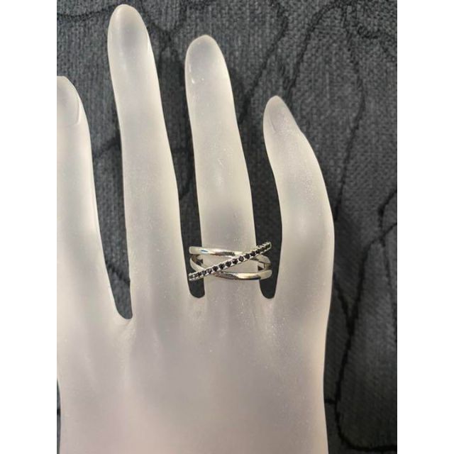 （1121）18号　ブラックスワロ豪華クロス男女共有ワイドリング　爪留め指輪 メンズのアクセサリー(リング(指輪))の商品写真