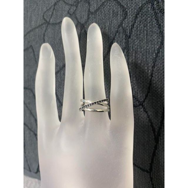 （1121）18号　ブラックスワロ豪華クロス男女共有ワイドリング　爪留め指輪 メンズのアクセサリー(リング(指輪))の商品写真