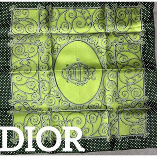 クリスチャンディオール(Christian Dior)のクリスチャンディオール　DIOR ロゴ　ドット　シルクスカーフ(バンダナ/スカーフ)