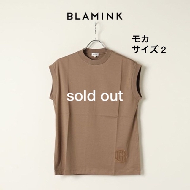 BLAMINK - BLAMINK コットンクルーネック刺繍ノースリーブTシャツ