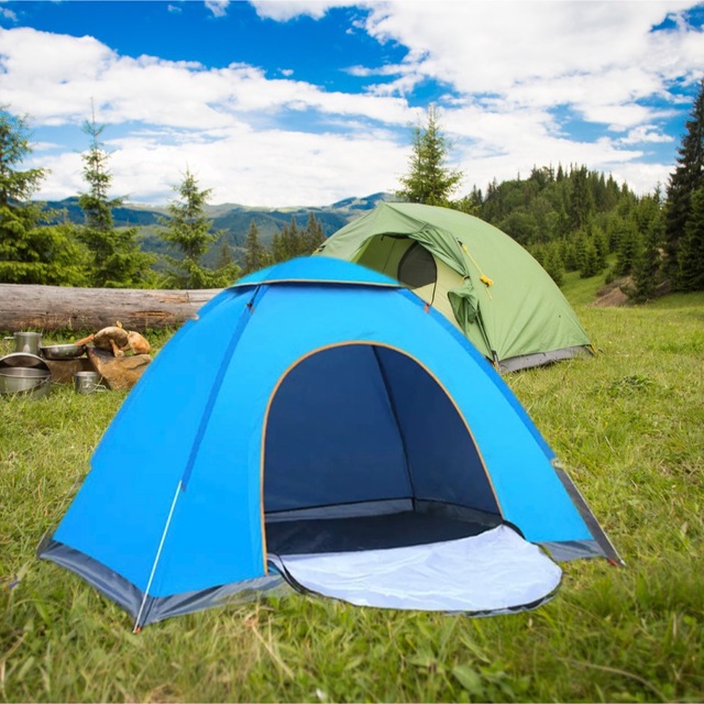 ワンタッチテント 折りたたみテント2〜3人用 組立簡単　キャンプ　旅行　青