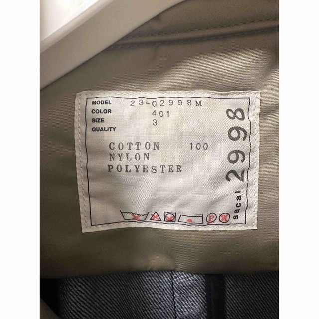 新品 Sacai 23ss デニムコート サイズ3